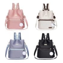 Mochila lisa con pom pom