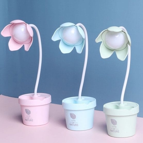 Lampara florcita en maceta recargable