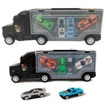 Camion con 4 autos de metal en bolsa