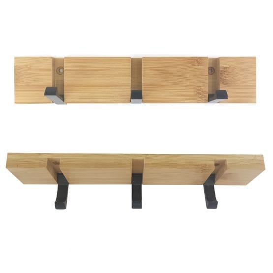 Perchero madera con 3 ganchos rectractiles