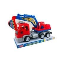 Camion con pala excavadora en burbuja