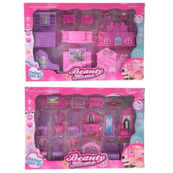 Muebles para muñecas 16 piezas en caja