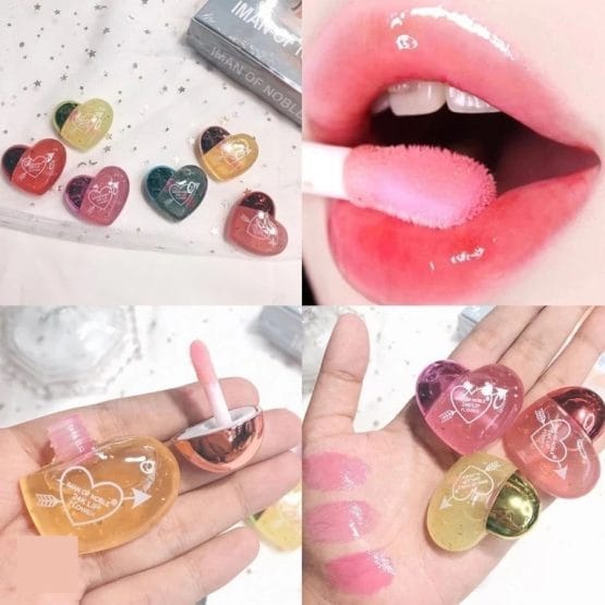 Brillo labial en forma de corazon