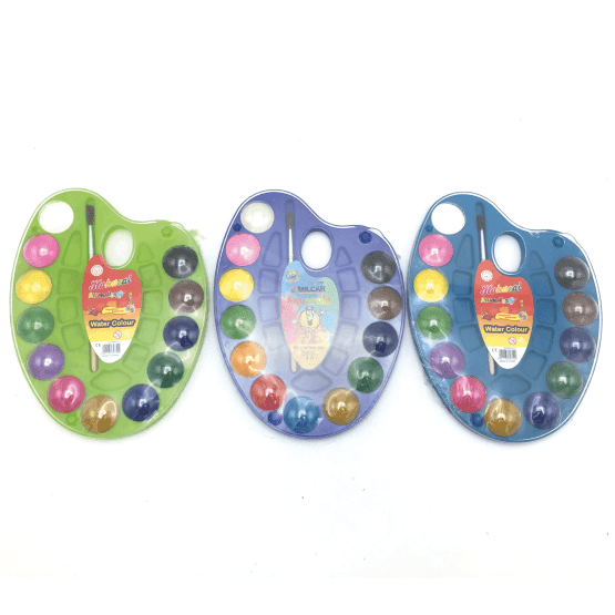 Acuarelas 12 colores paleta plastico