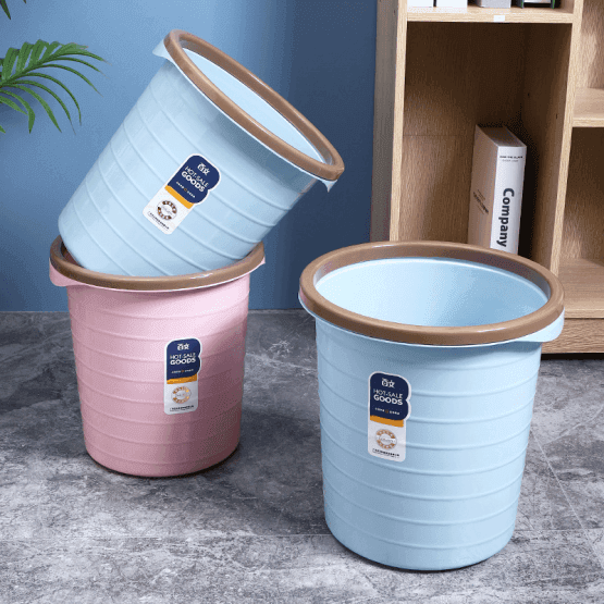 Papelera plastica lisa con aro