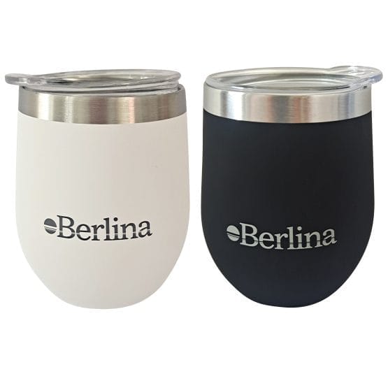 Mate berlina 220ml con tapa blanco y negro