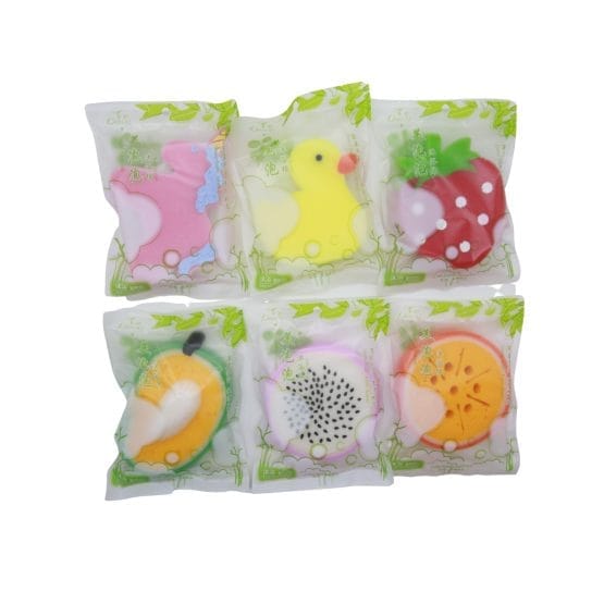 Esponja para baño fruta en bolsa