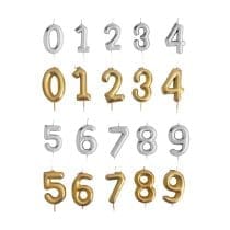 Vela numero metalizada del 0 al 9