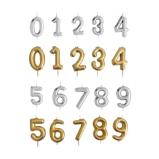 Vela numero metalizada del 0 al 9