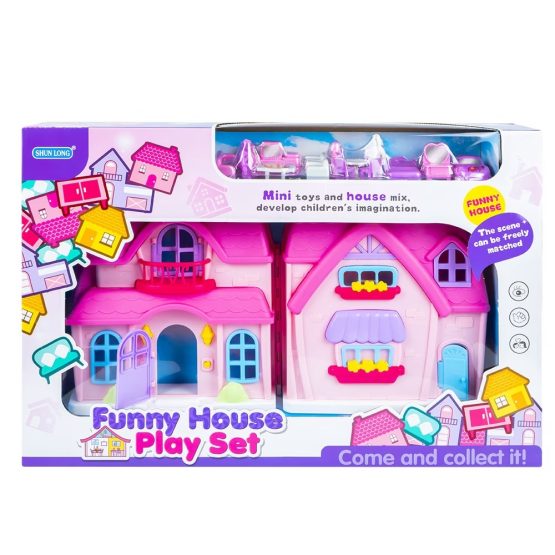 Casa para muñecas con muebles en caja 37×25 cm