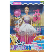 Muñeca con paraguas y zapatos en caja