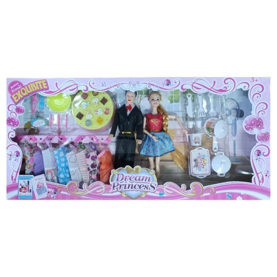 Muñeca y muñeco con accesorios