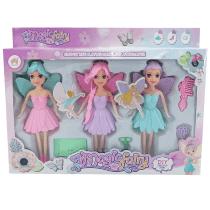Muñeca hada x3 con accesorios en caja