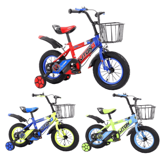 Bicicleta niño roja/azul/amarilla r14 con canasto
