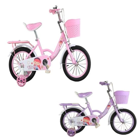Bicicleta niña rosada r12 rayos de colores