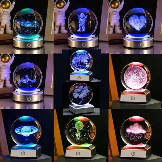 Lampara con esfera base metal 6cm