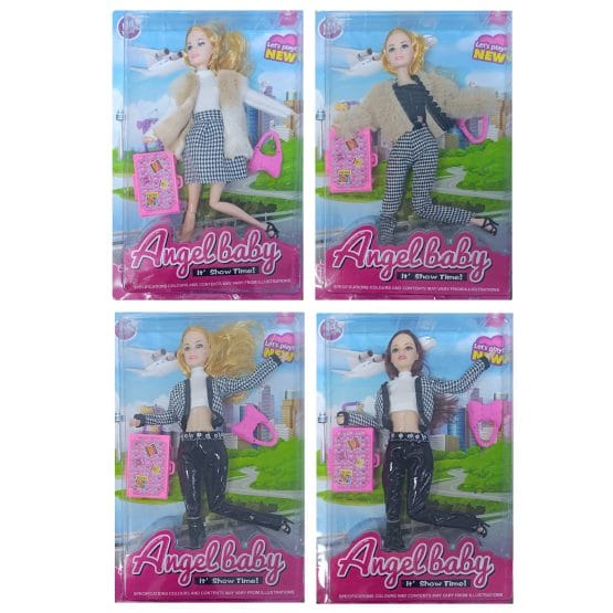 Muñeca con valija y cartera