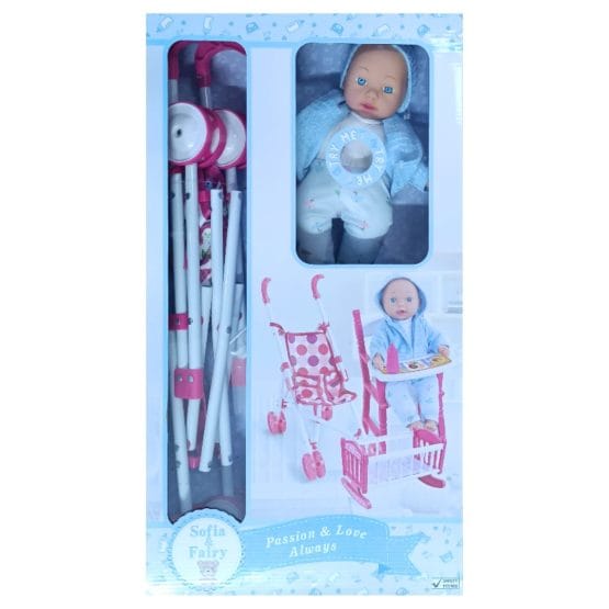 Set de coche, cuna y silla con bebe