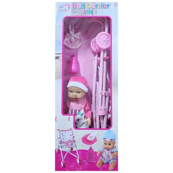 Coche con bebe, mema y babero