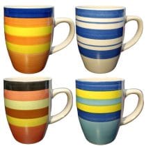 Taza de ceramica diseño rayas colores