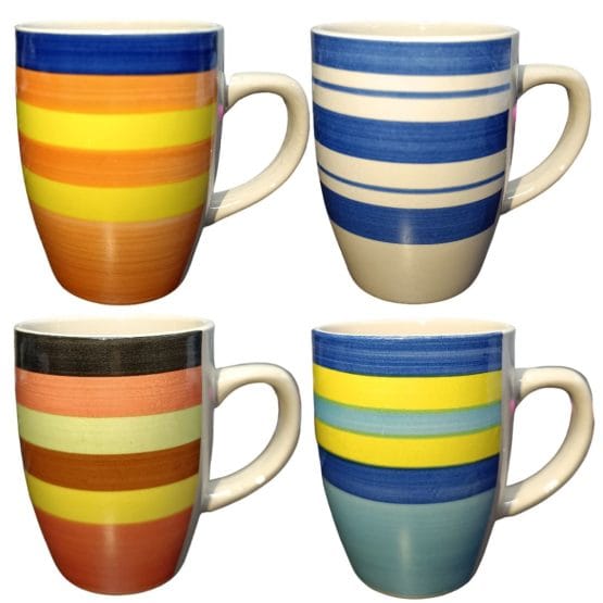 Taza de ceramica diseño rayas colores