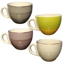 Taza de ceramica diseño borde marron