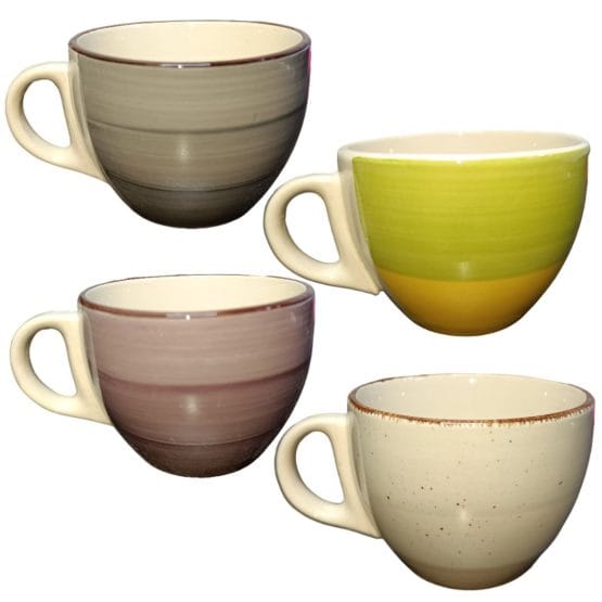 Taza de ceramica diseño borde marron