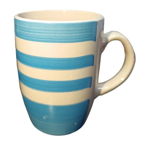 Taza de ceramica diseño rayas blancas