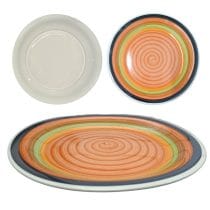 Plato llano de ceramica diseño rayas