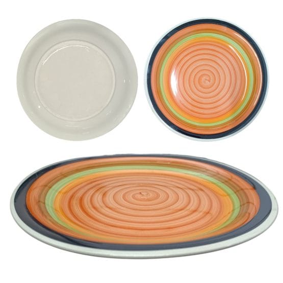 Plato llano de ceramica diseño rayas