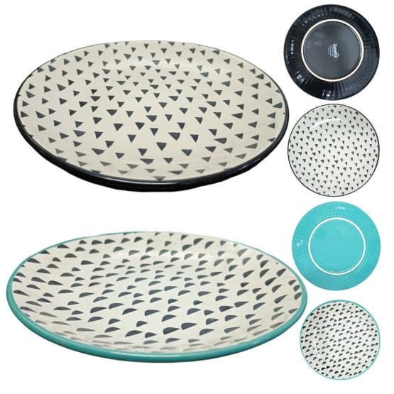 Plato llano de ceramica diseño puntos