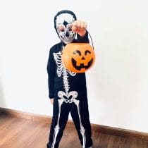 Disfraz esqueleto con mascara en bolsa