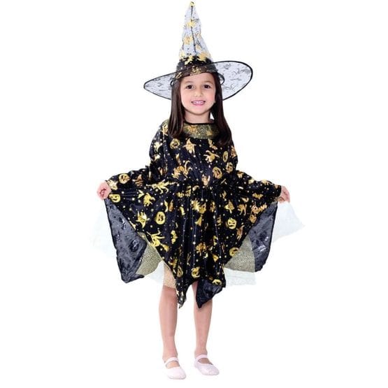 Disfraz bruja vestido y gorro