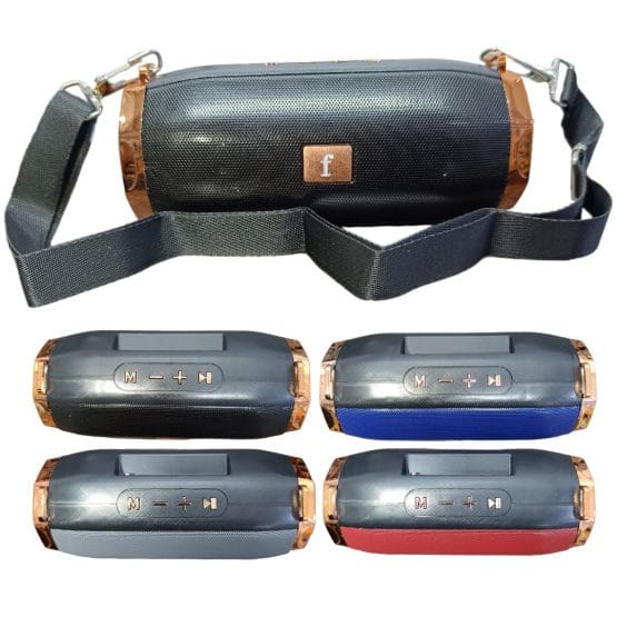 Parlante bluetooth con detalles dorados varios colores