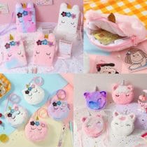 Monedero infantil unicornio con flores