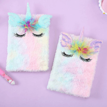 Cuaderno a5 peludo unicornio sin candado