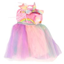 Disfraz pollera con tiara unicornio y varita 30cm