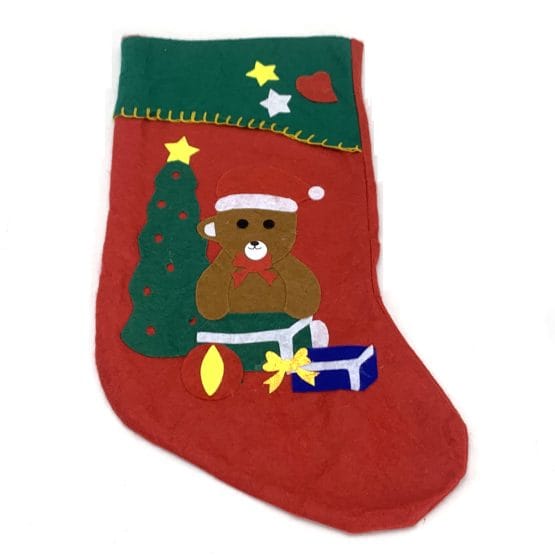 Bota navideña fieltro con diseño