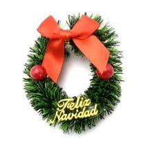 Adorno navideño corona 10cm mini con moñas