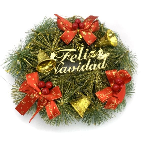 Adorno navideño puerta corona 25cm campana