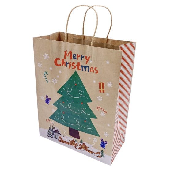 Bolsa regalo grande navideña marron