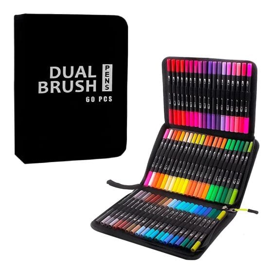 Marcadores doble punta x60 finos en estuche