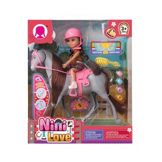 Muñeca con caballo y accesorios