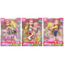 Muñeca en bici, monopatin o skate