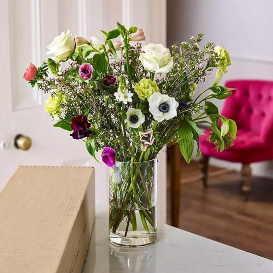 Florero de vidrio redondo mediano