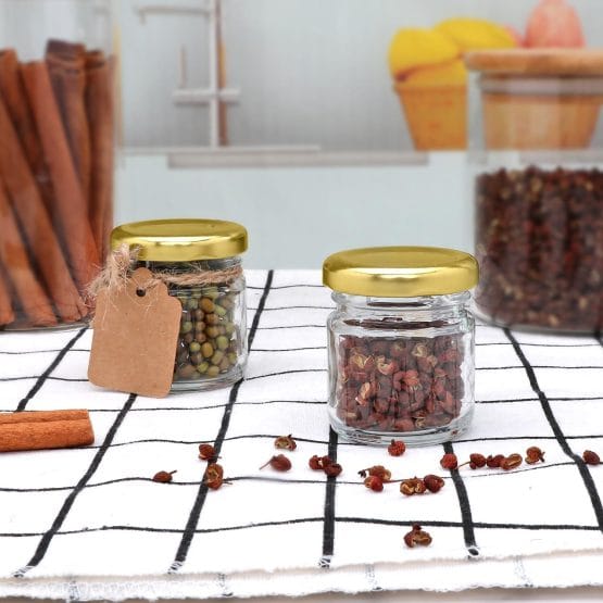 Frasco de vidrio c/tapa dorada 100ml