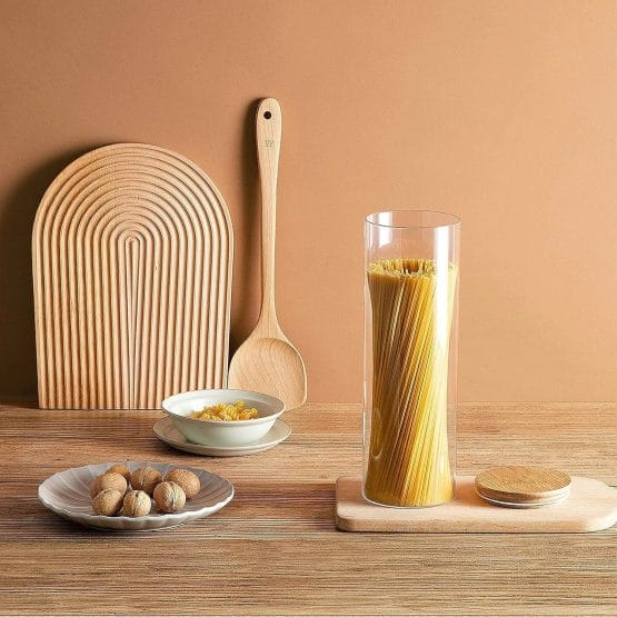 Frasco de vidrio c/tapa de bambu