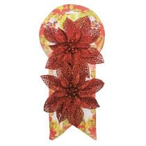 Adorno navideño flor x 2 con brillantina