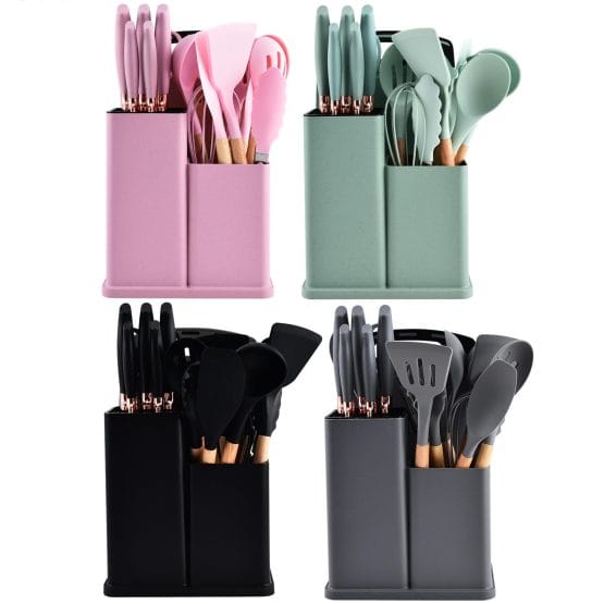Set de 18 utensillos de cocina con organizador