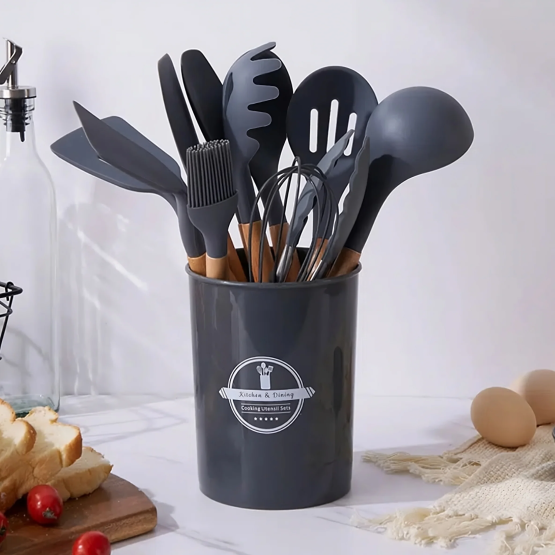 Set de 11 utensillos de cocina con organizador